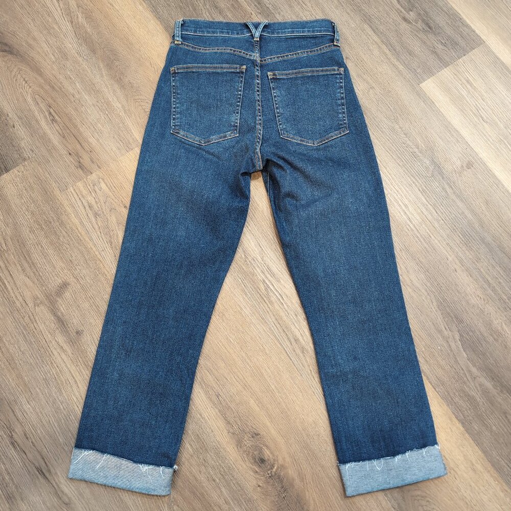 Veronica Beard Ryleigh High Rise Slim Straight Jean Capri 26 Raw Hem Oxford - Picture 2 of 9